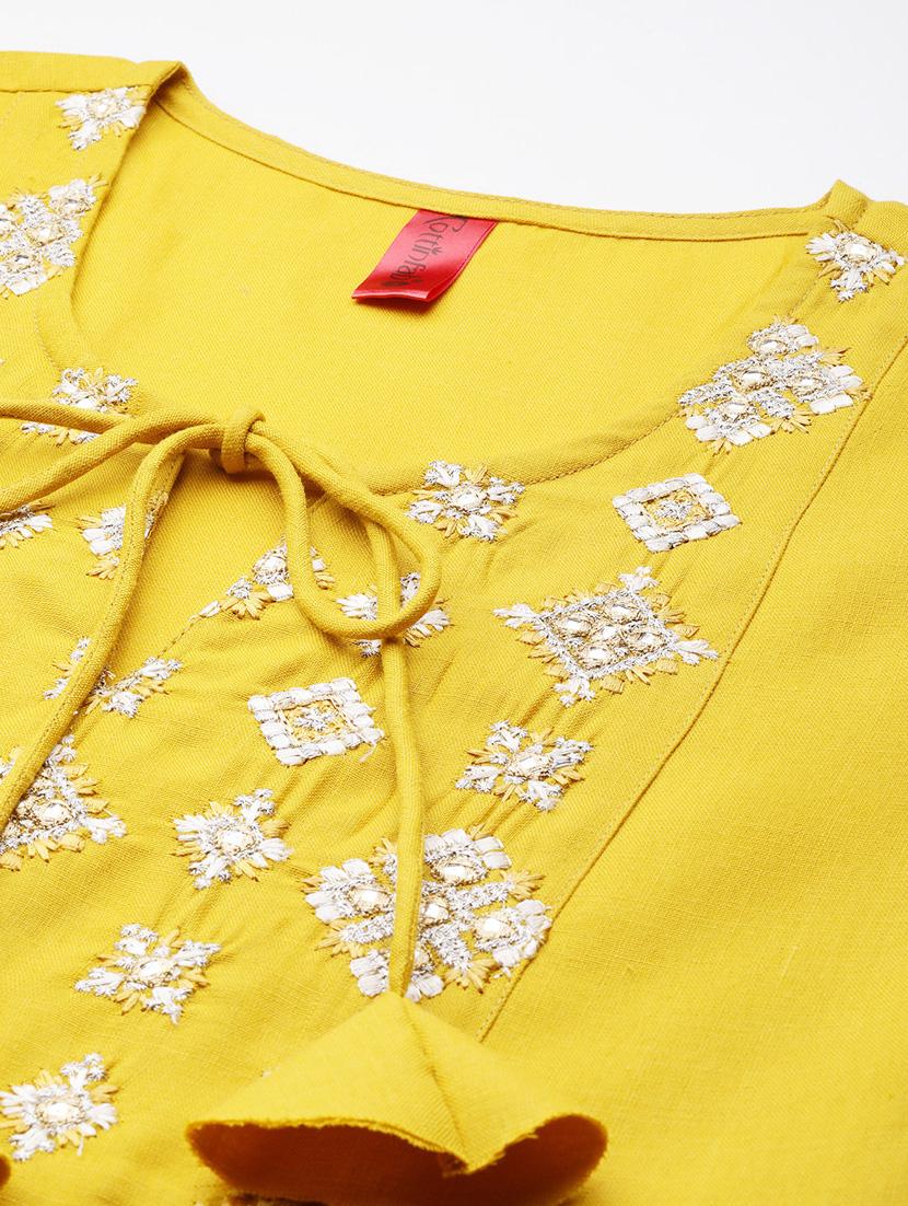 yellow embroidered detailed top - 21142525 - Standard Image - 4