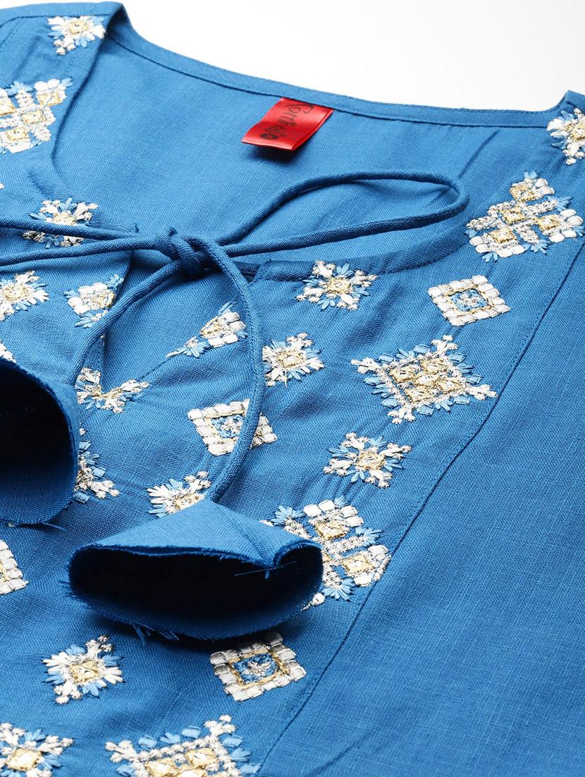 blue embroidered detailed top - 21142527 - Standard Image - 4