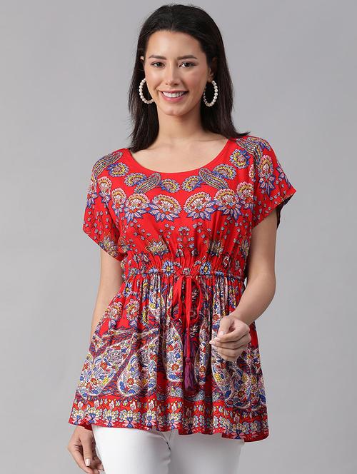 red floral printed casual tunic  - 21142561 -  Standard Image - 0