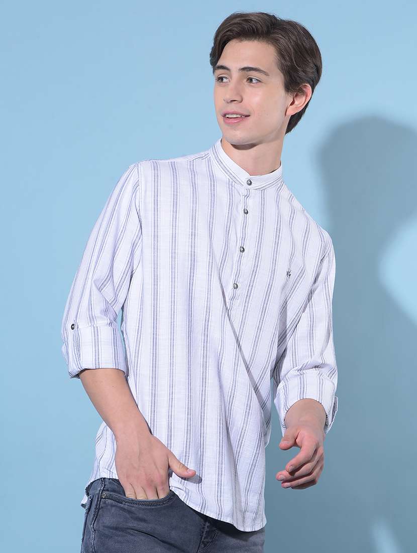 white striped printed short kurta