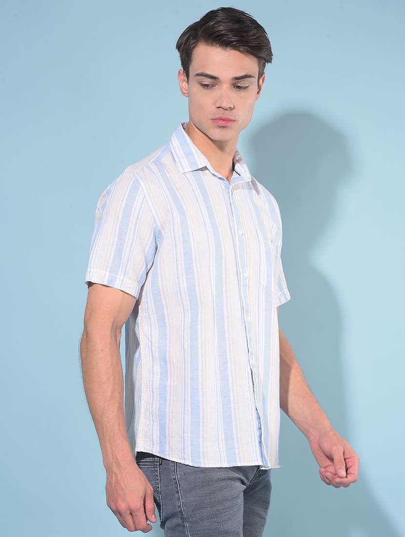men striped cotton casual shirt - 21142700 -  Standard Image - 1