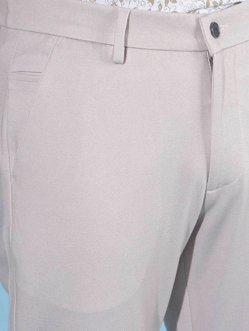 solid beige casual chinos trouser - 21142721 -  Standard Image - 4