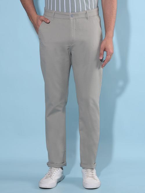 solid grey casual chinos trouser - 21142728 - Standard Image - 0