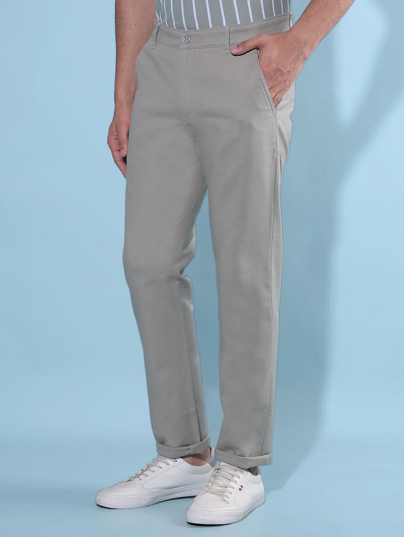 solid grey casual chinos trouser - 21142728 - Standard Image - 1