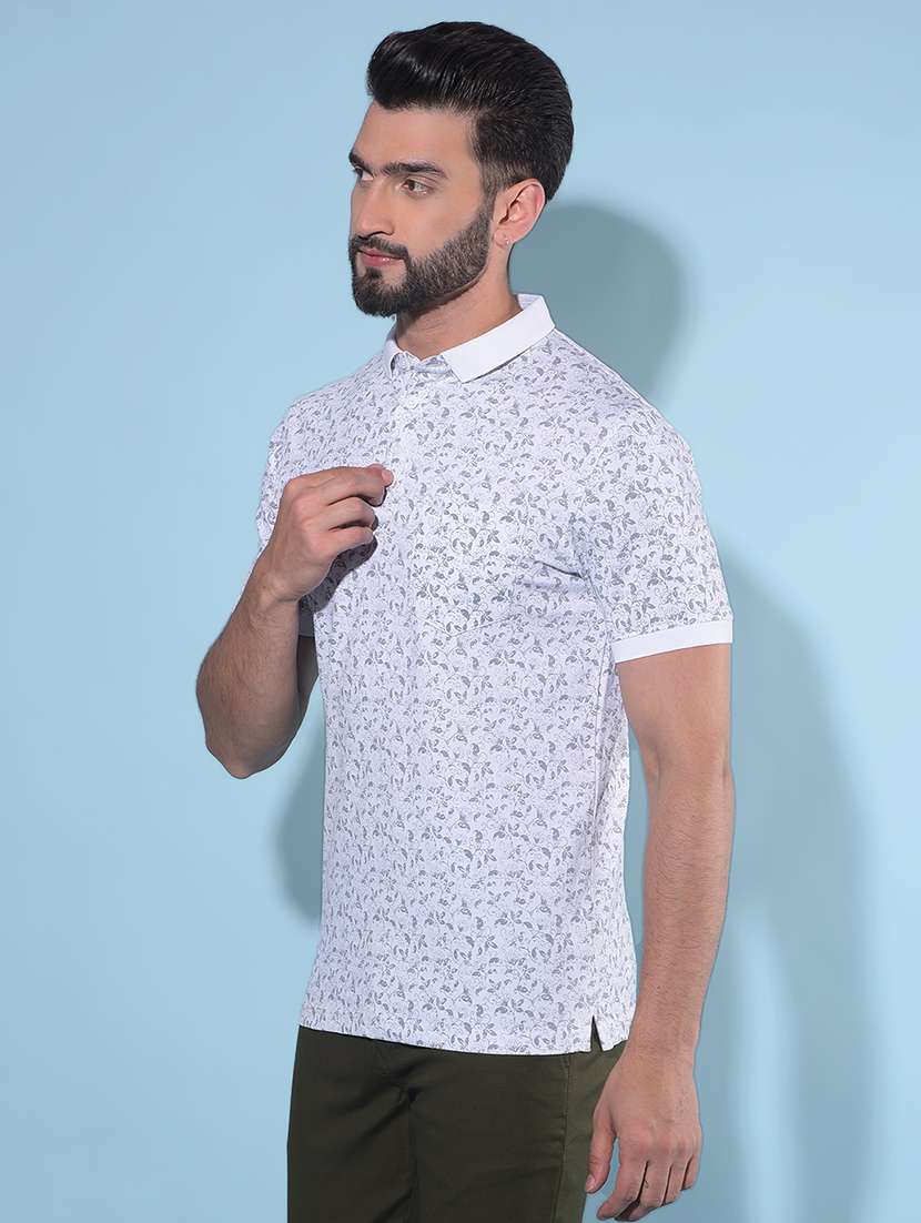 crimsoune club men's grey floral print polo t-shirt - 21142758 -  Standard Image - 1