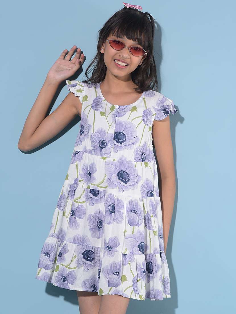 white floral printed frock