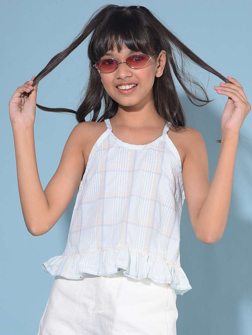 white checked printed top - 21142802 -  Standard Image - 4