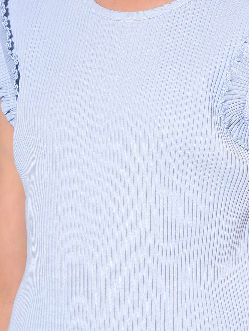 light blue self design casual top - 21142814 -  Standard Image - 4