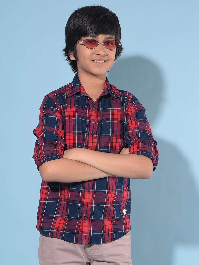 boys checkered cotton shirt