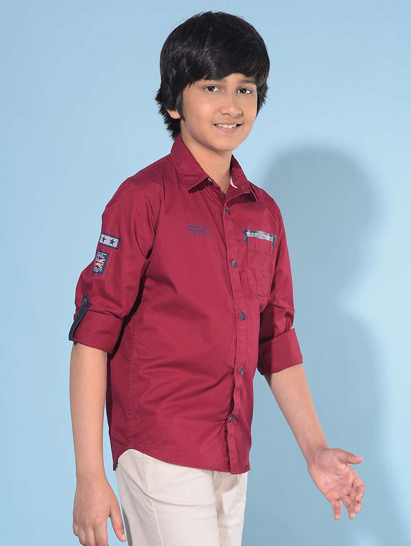 maroon cotton shirt