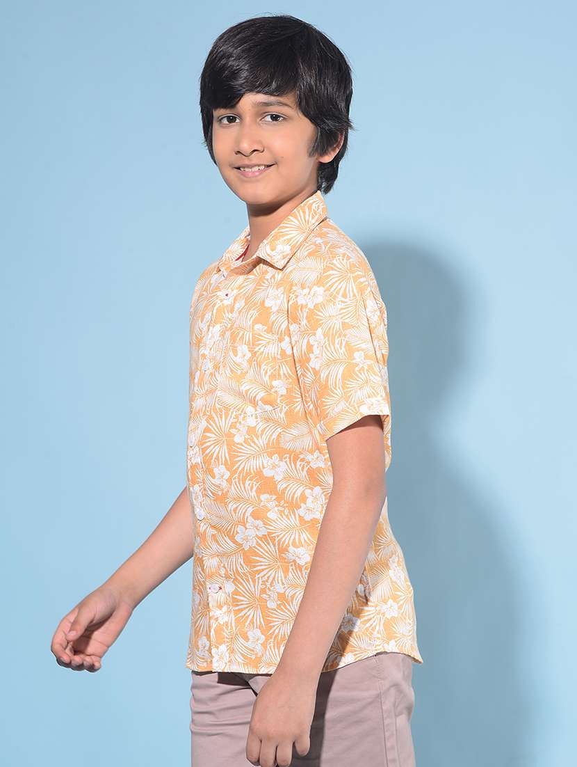 orange linen blend shirt - 21142843 -  Standard Image - 1