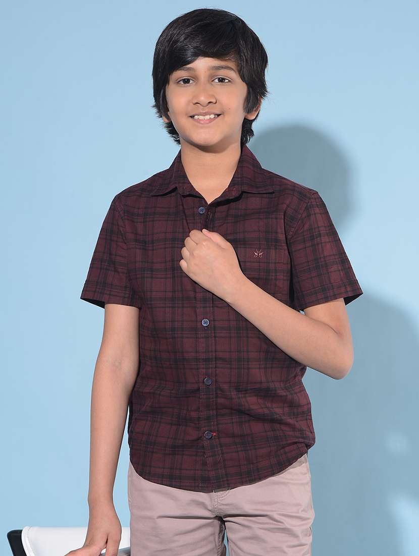 burgundy cotton shirt