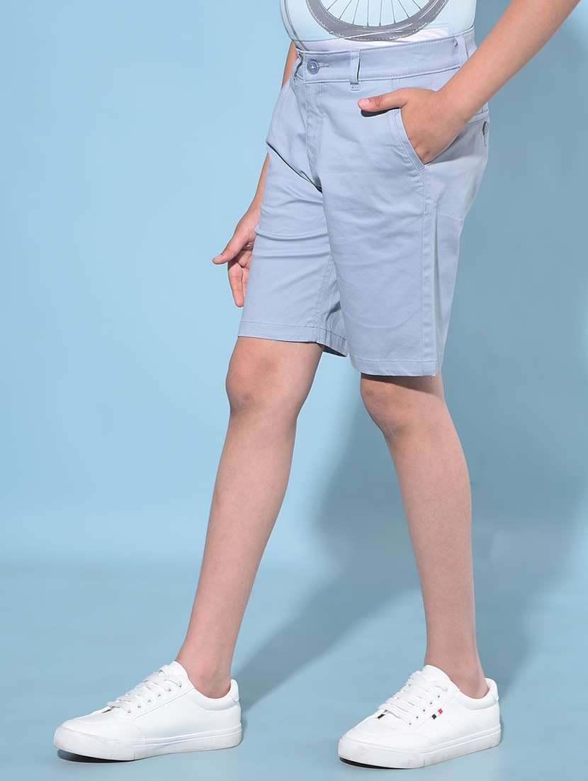 solid blue cotton blend shorts - 21142866 -  Standard Image - 1