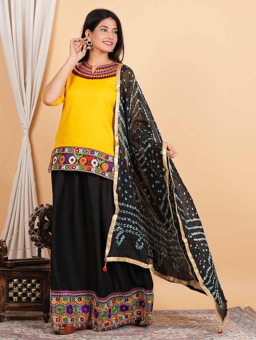 women yellow skirt top set with dupatta - 21143004 -  Standard Image - 1