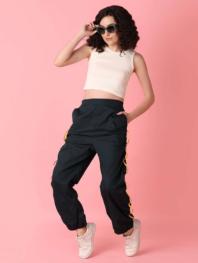 women black solid joggers - 21143105 - Standard Image - 4