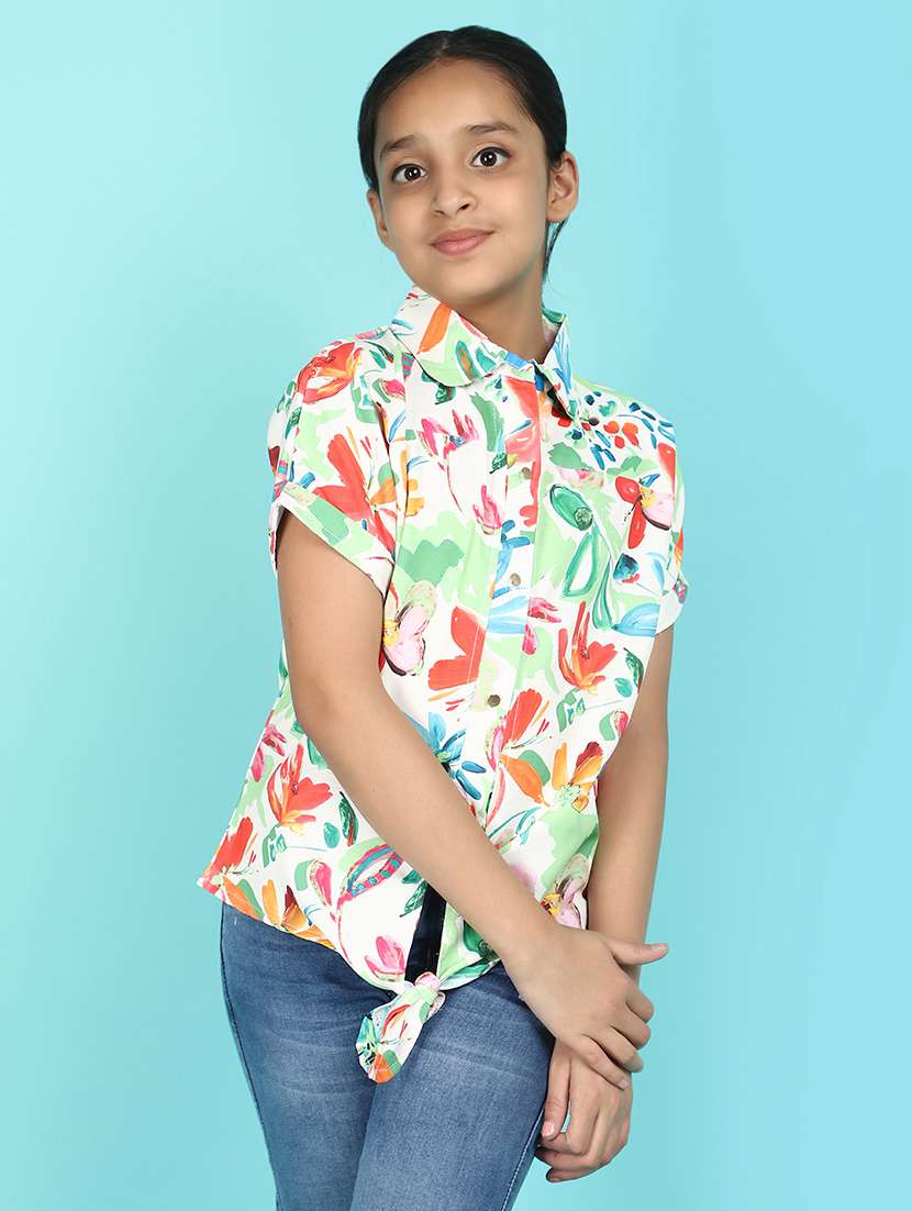 white printed cotton top