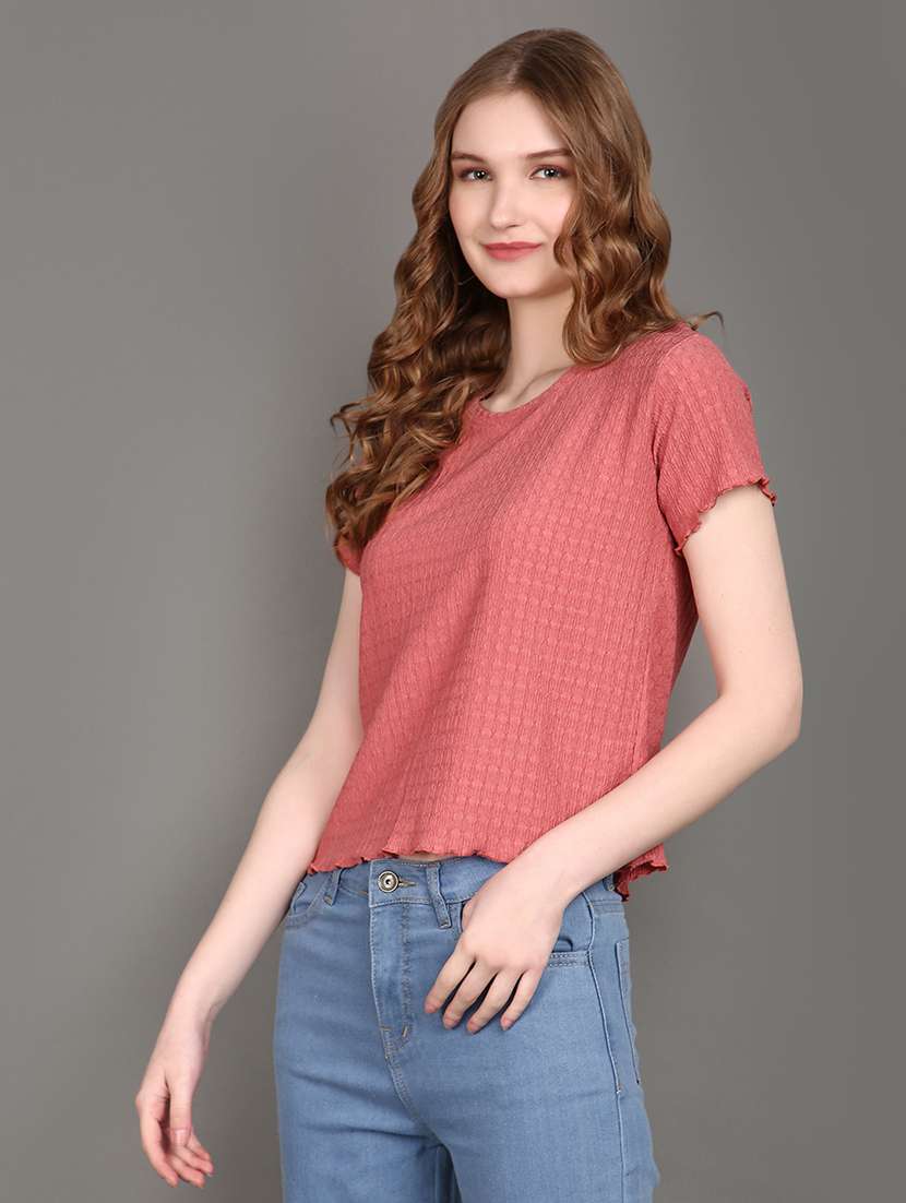 women pink cotton regular t-shirt - 21143162 -  Standard Image - 1