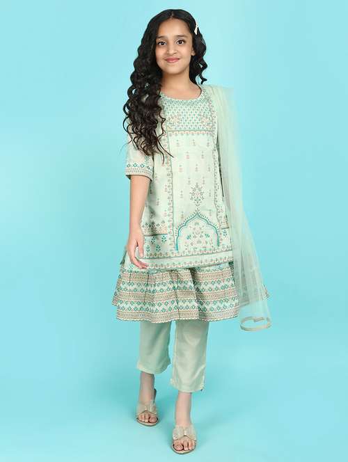 green cotton blend suit set - 21143179 -  Standard Image - 0