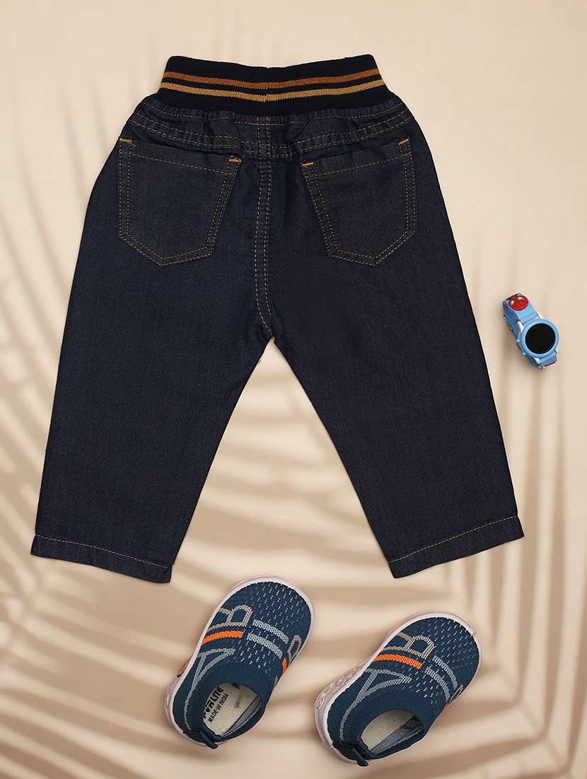 boys navy blue solid denim plain jean - 21143492 -  Standard Image - 1