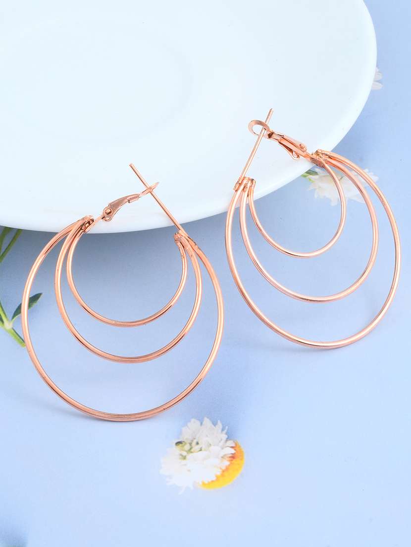 women gold brass hoop earring