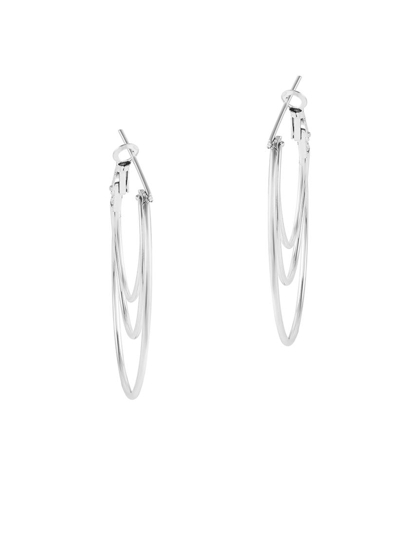 women silver brass hoop earring - 21143577 -  Standard Image - 1