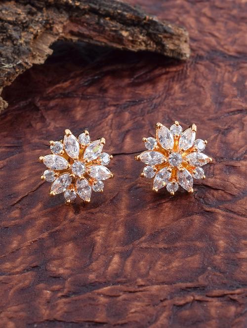 women gold brass studs earring - 21143579 - Standard Image - 0
