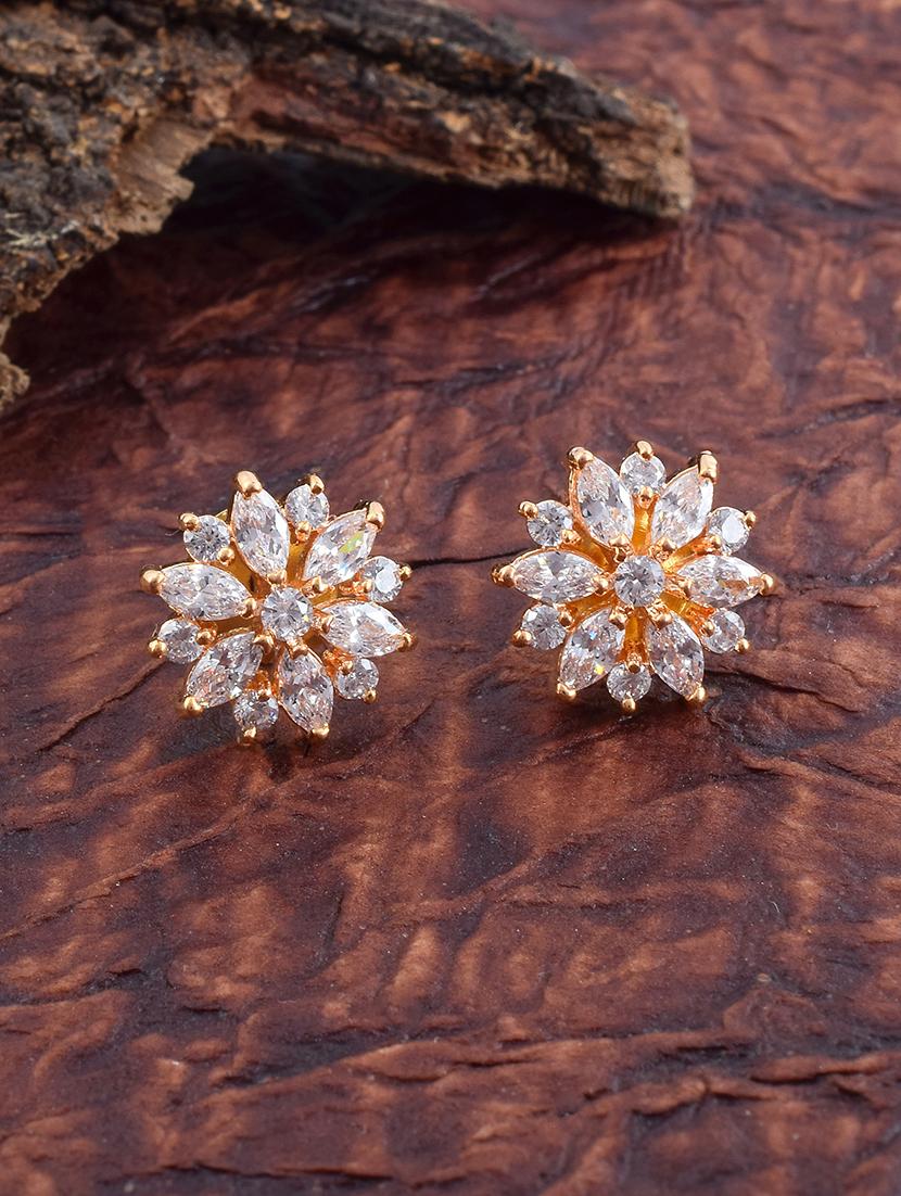 women gold brass studs earring - 21143579 - Zoom Image - 0