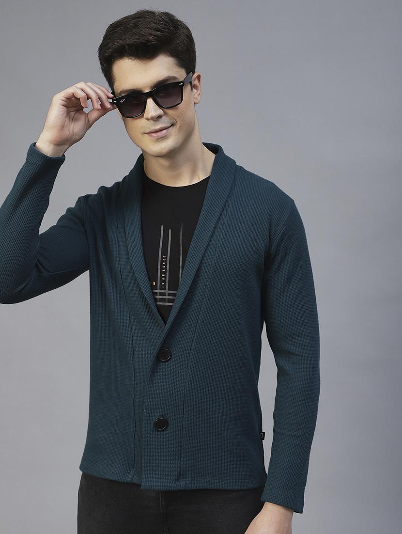 men solid full sleeves cardigan - 21143595 - Standard Image - 1