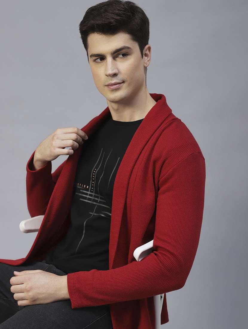 men solid full sleeves cardigan  - 21143596 -  Standard Image - 6