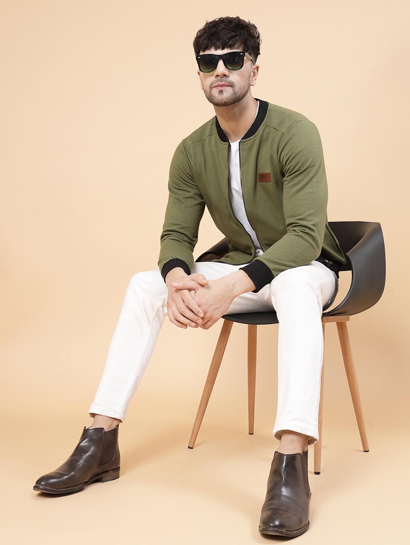 olive fleece bomber jacket - 21143597 - Standard Image - 6