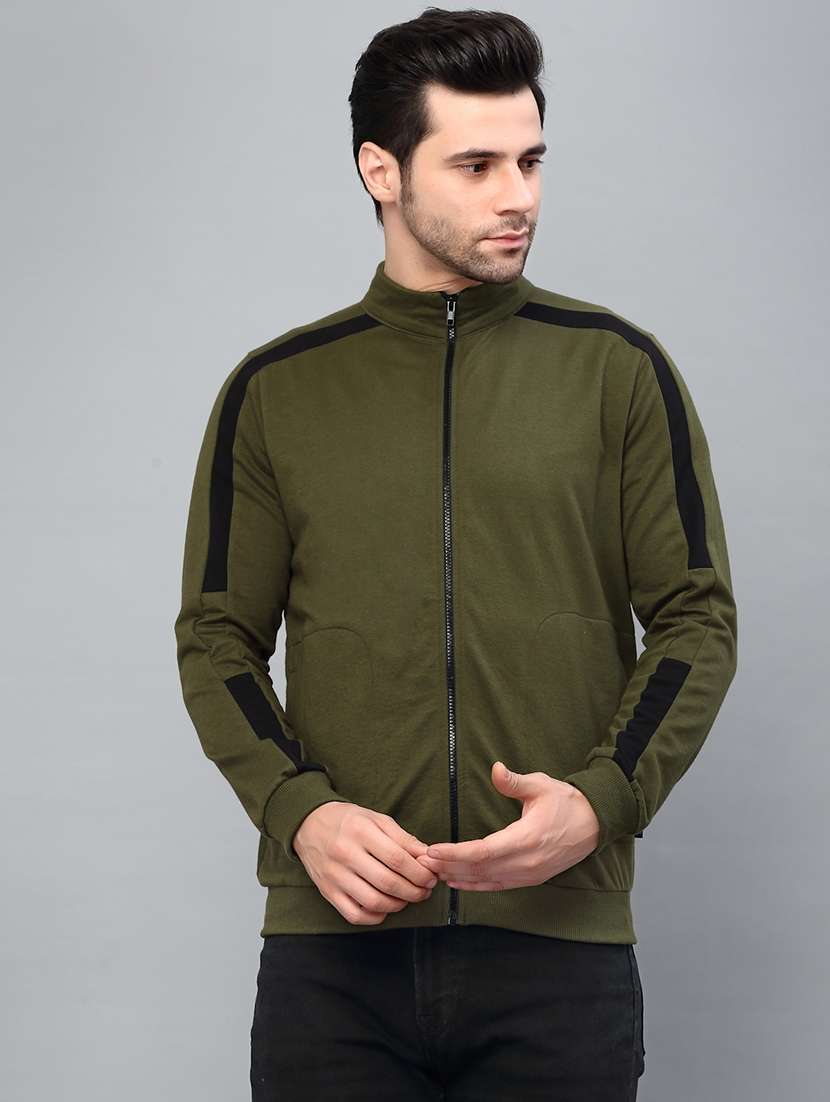 olive green fleece casual jacket
