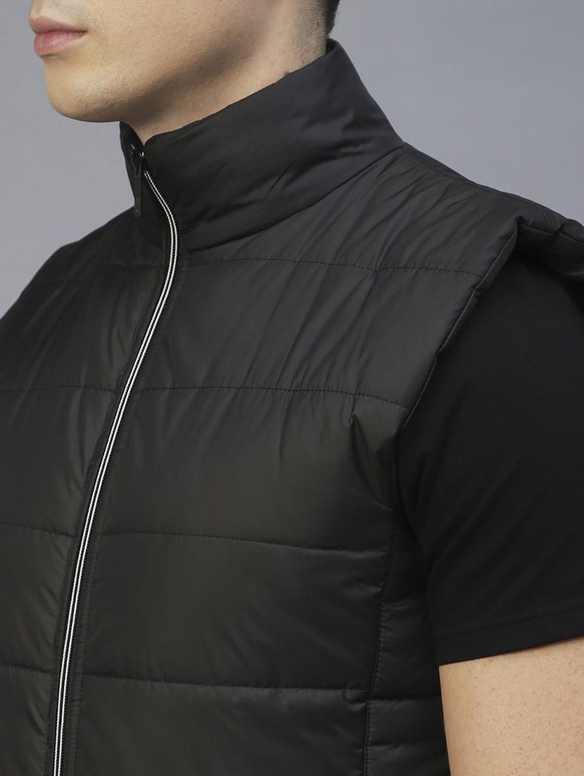 men black solid sleeveless quilted jacket - 21143614 - Standard Image - 4