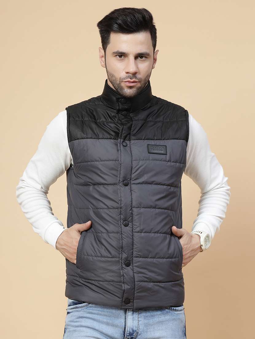 men color block quilted jacket