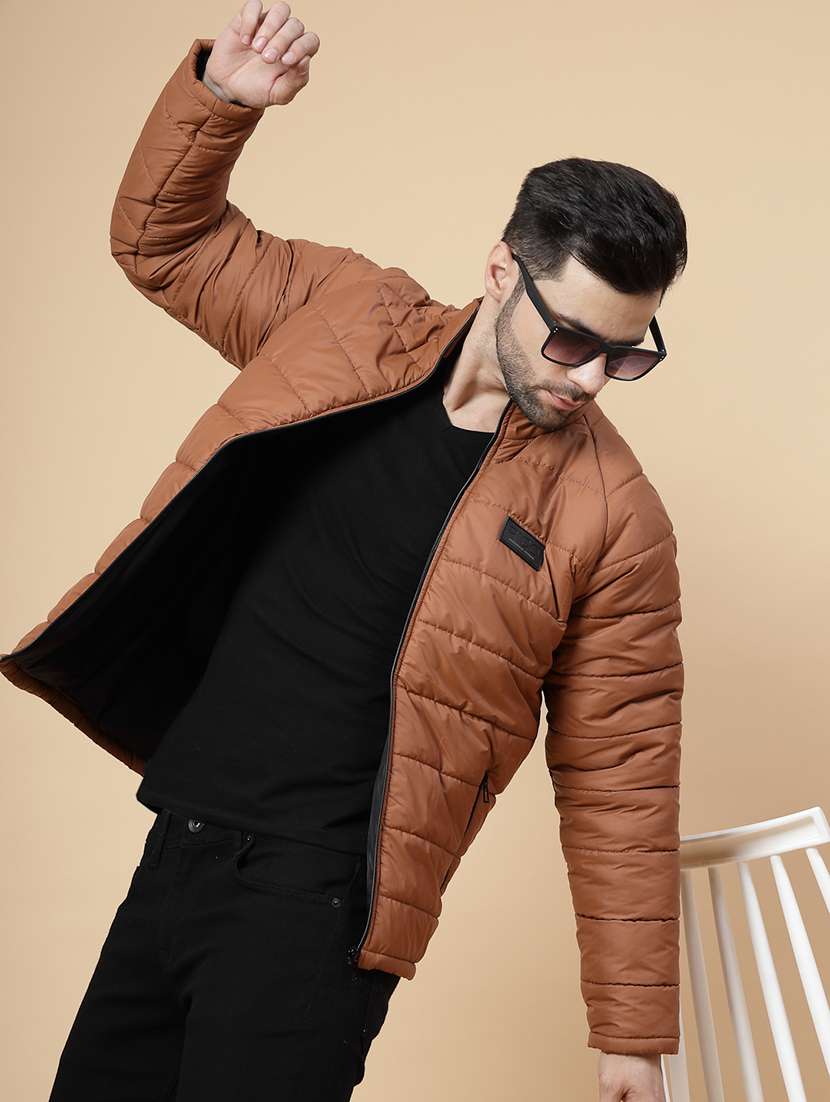brown polyester quilted & puffer jacket - 21143619 - Standard Image - 4