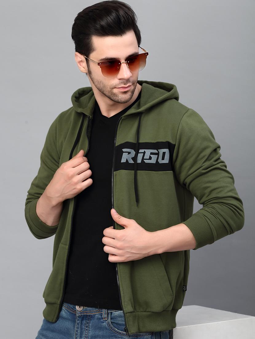 olive green fleece casual jacket - 21143684 - Standard Image - 1