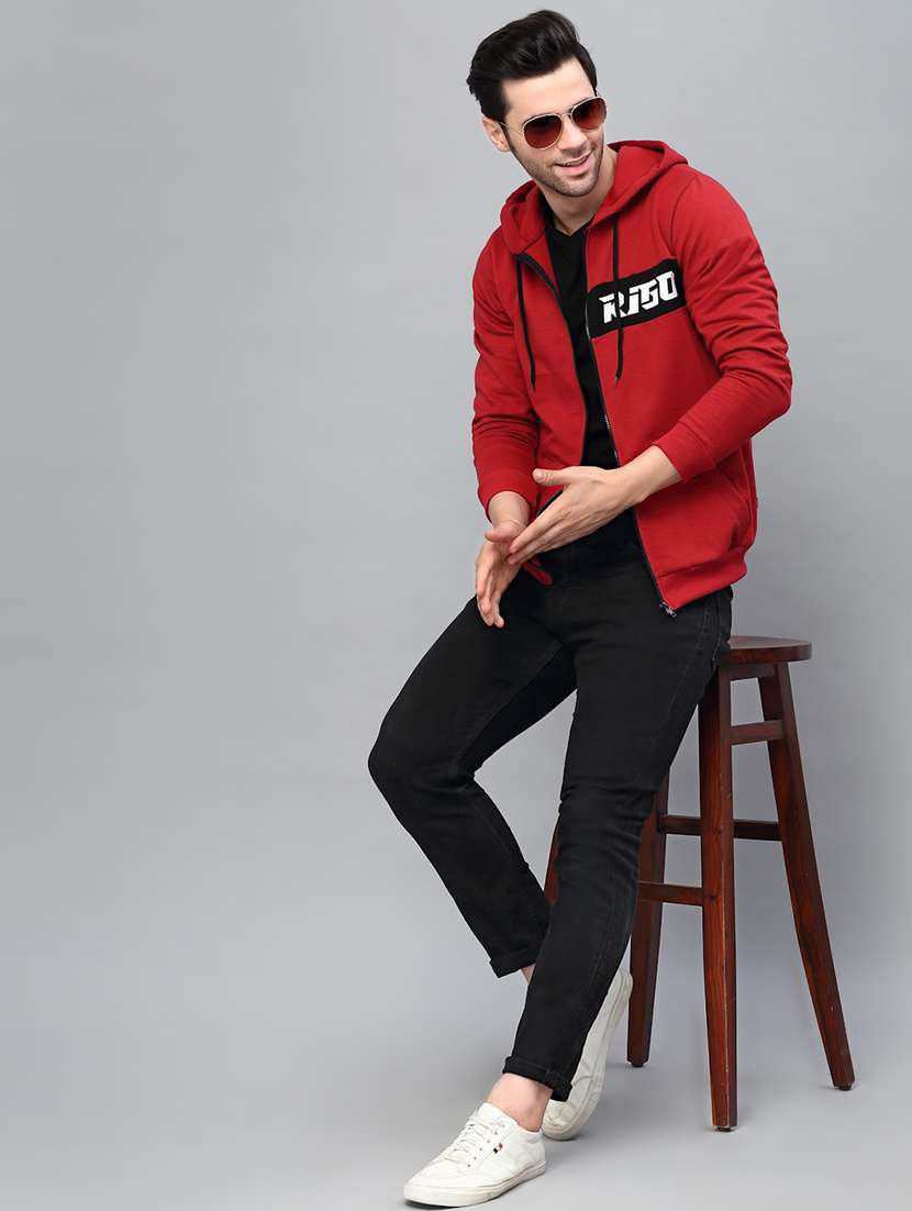 men plain long sleeve hooded sweatshirt - 21143685 -  Standard Image - 6