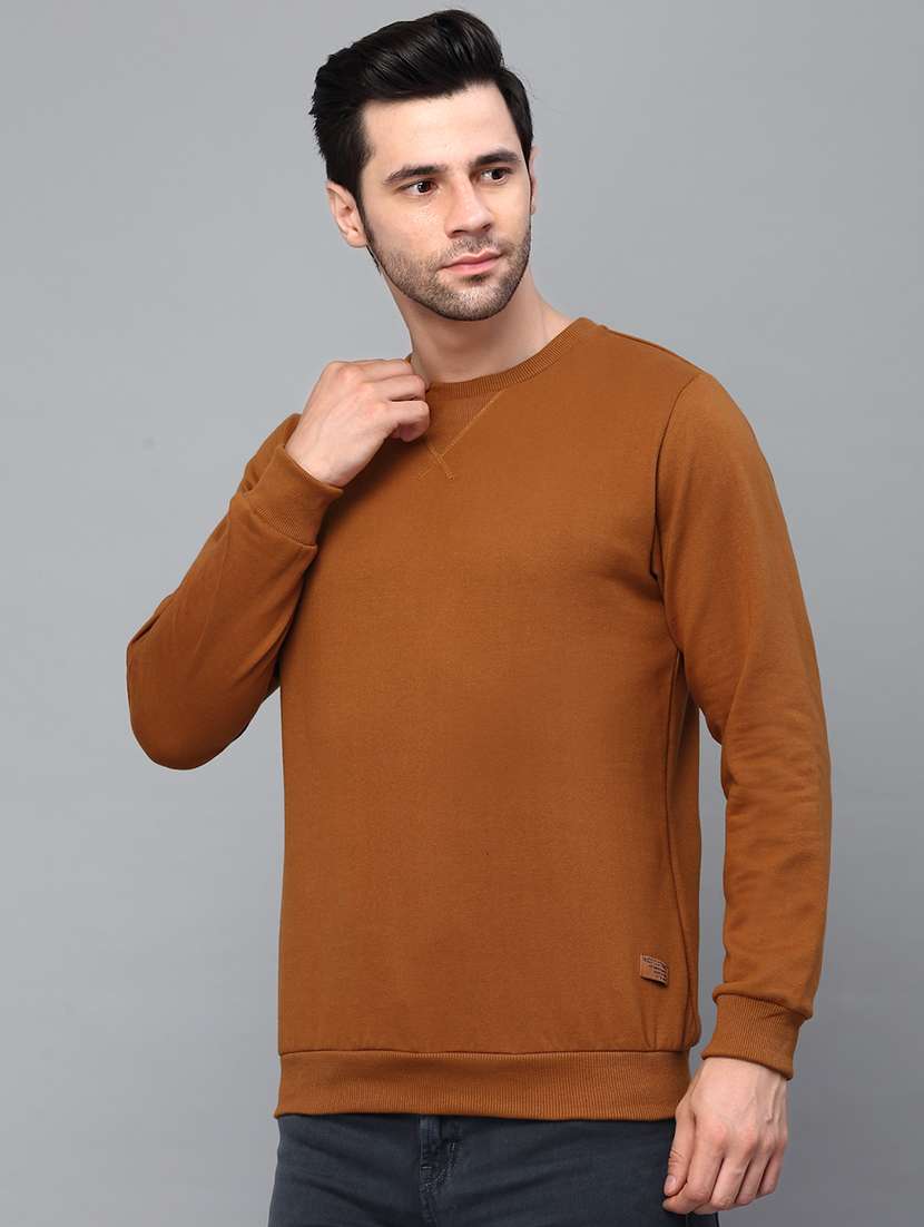 brown fleece plain sweatshirt - 21143703 -  Standard Image - 1