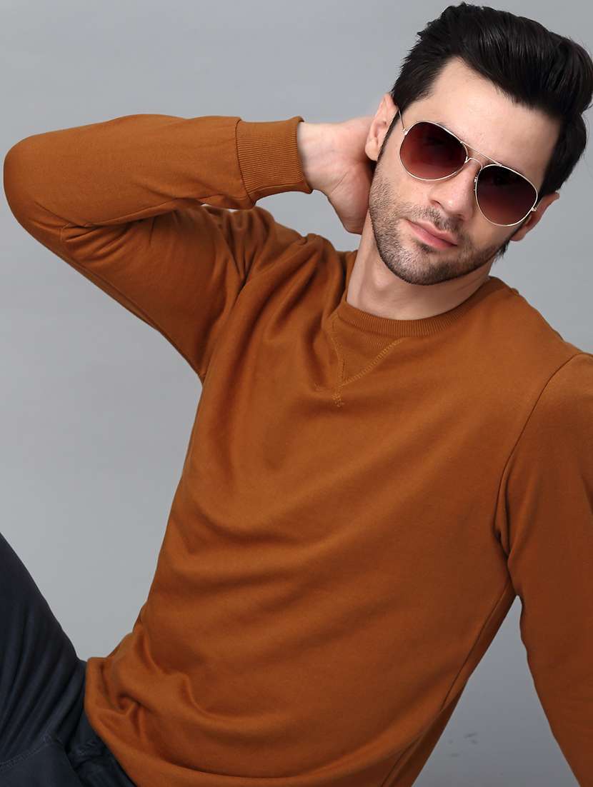 brown fleece plain sweatshirt - 21143703 -  Standard Image - 4