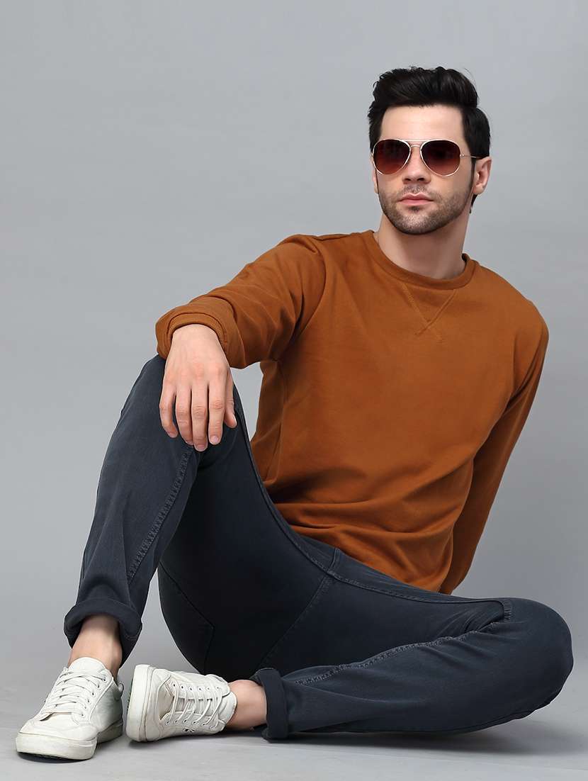 brown fleece plain sweatshirt - 21143703 -  Standard Image - 6