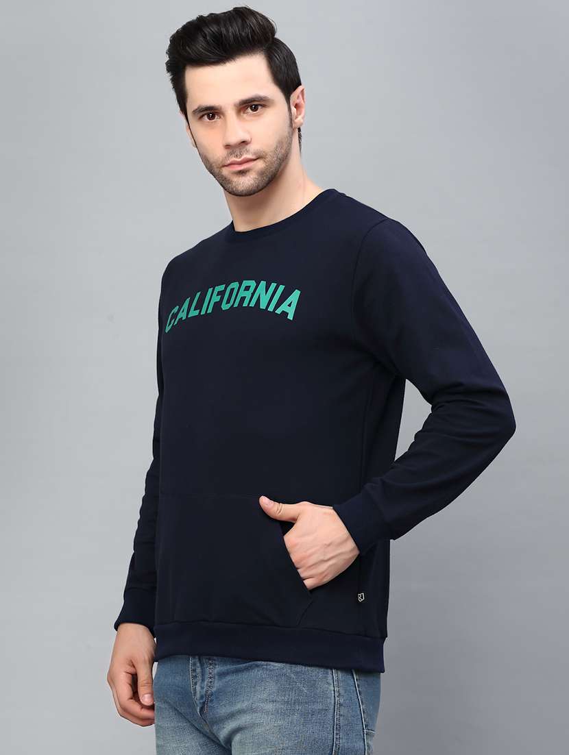 navy blue fleece chest print sweatshirt - 21143706 - Standard Image - 1