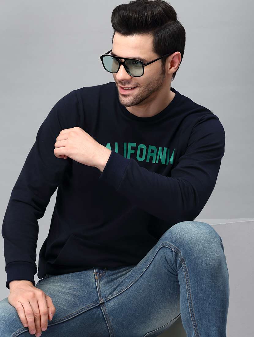 navy blue fleece chest print sweatshirt - 21143706 - Standard Image - 4