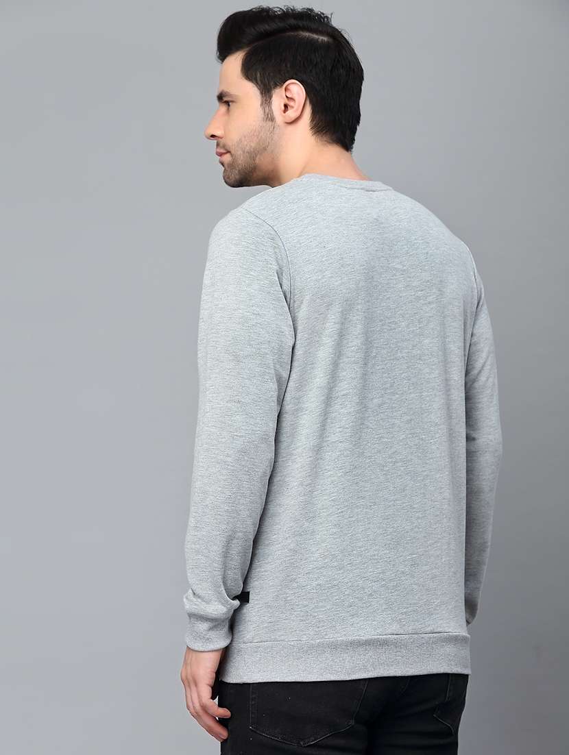 grey chest printed round neck sweatshirt - 21143707 -  Standard Image - 1