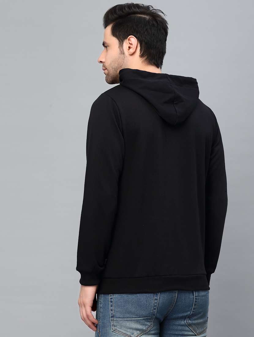 black chest printed hooded sweatshirt - 21143711 -  Standard Image - 1