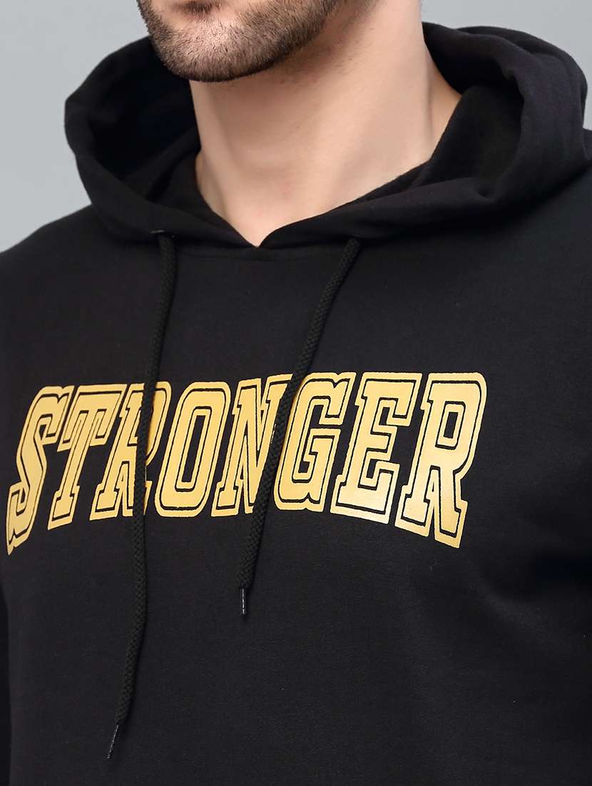 black chest printed hooded sweatshirt - 21143711 -  Standard Image - 4