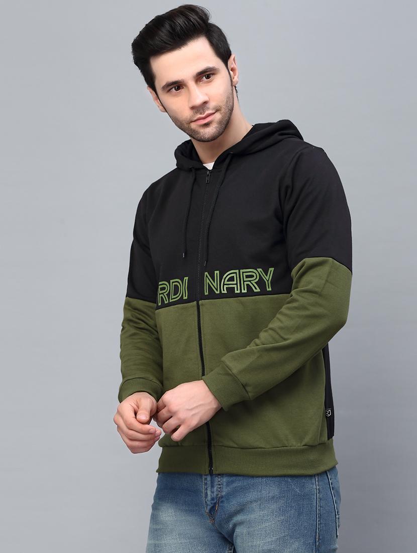 olive fleece color block sweatshirt - 21143712 - Standard Image - 1