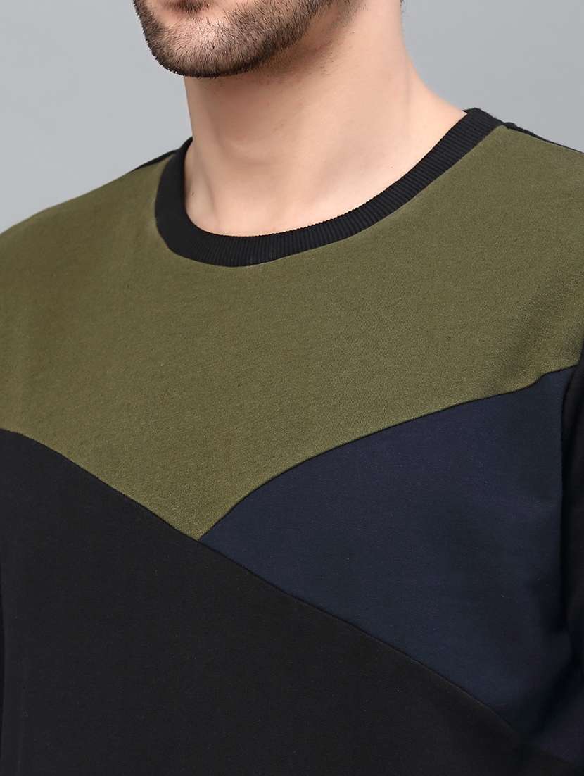 black cotton color block sweatshirt - 21143714 -  Standard Image - 6