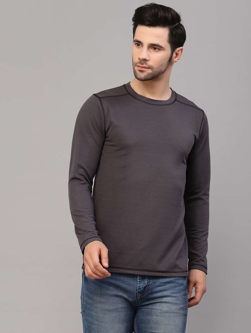 men solid long sleeves plain t-shirt