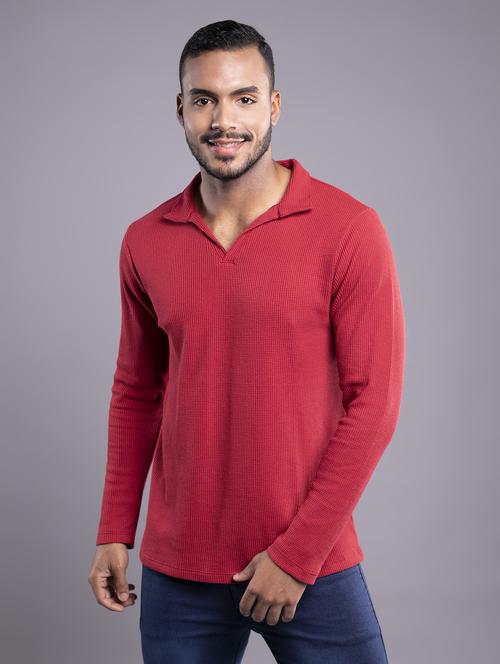 men red regular fit plain polo t-shirt - 21143777 - Standard Image - 0