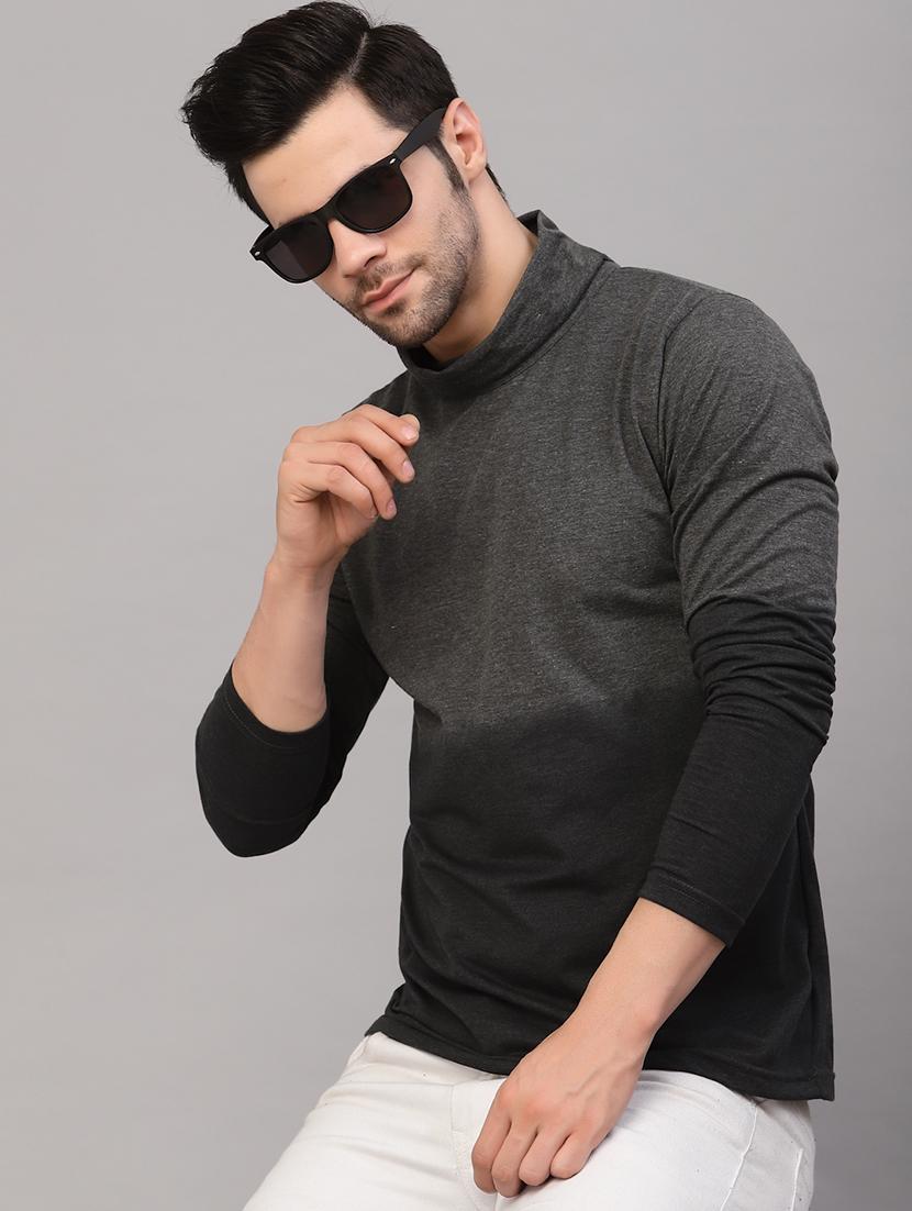 men high neck color block t-shirt - 21143789 - Standard Image - 4