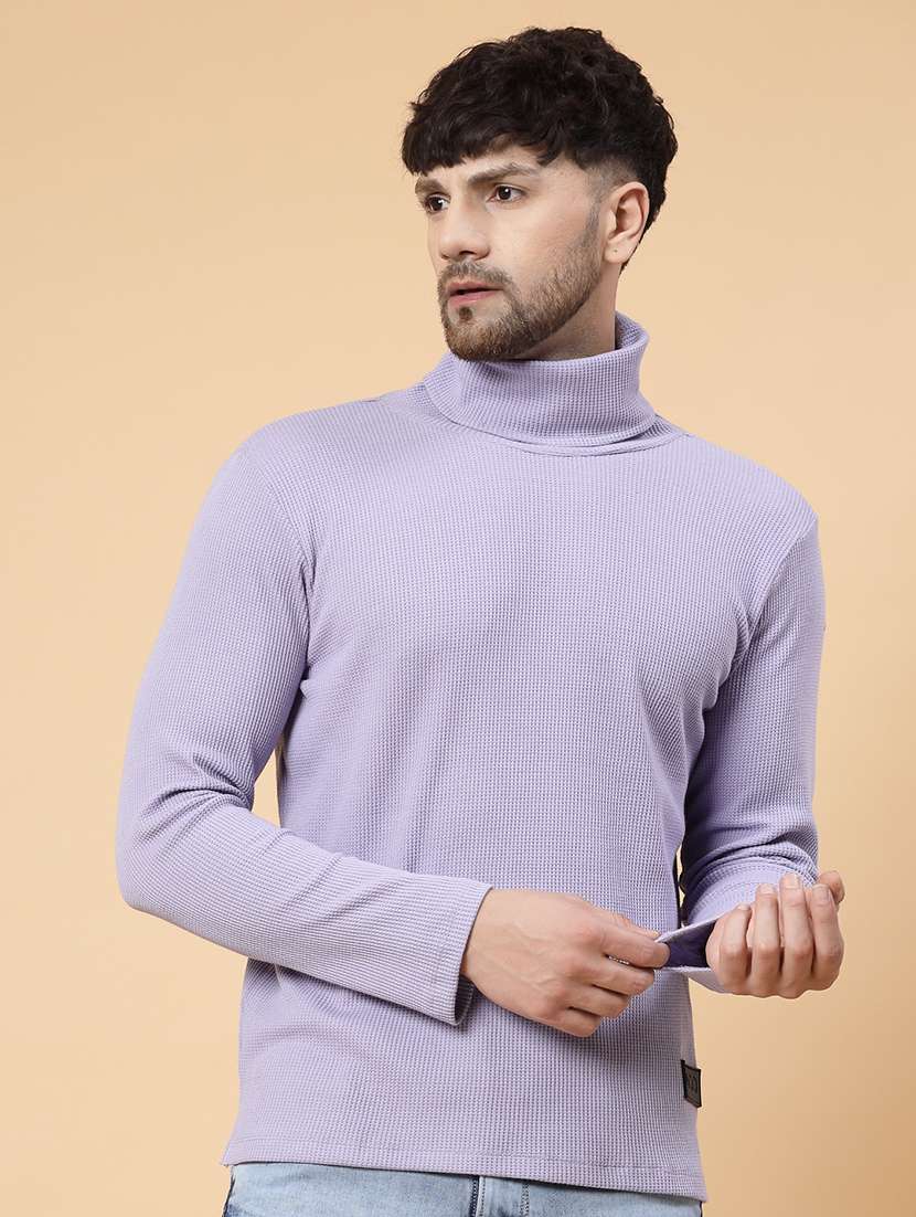 men turtle neck solid t-shirt